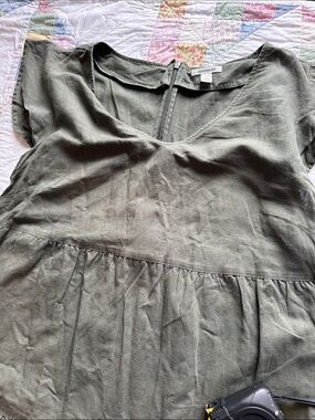N—Women's Olive Tiered Cotton Dress